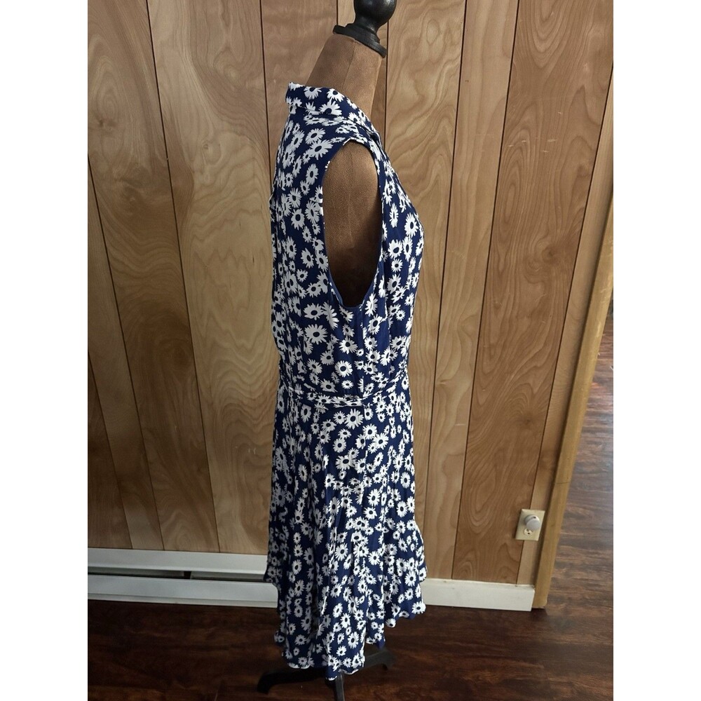 Hobbs London Navy Blue White Daisy Floral Sleeveless Shirt Dress Size US 10 - Picture 2 of 9